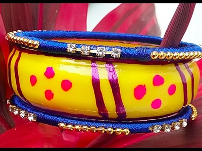How To Make Bangles With Plastic Bottles ,Bangles making with silkthread and plastic bottle
