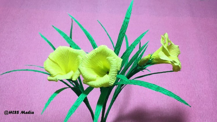How to make origami yellow oleander flower by crepe paper easy.DIY flower folding tutorial