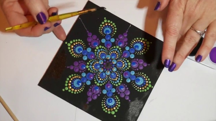 How to paint rock mandalas #6- Peacock design