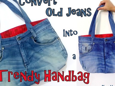 DIY | Convert Old Jeans into a Trendy HandBag | Best Out of Waste Jeans Handbag | Tutorial