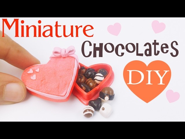 DIY MINIATURE VALENTINE'S DAY CHOCOLATE BOX Polymer Clay Tutorial how to make dollhouse diy craft