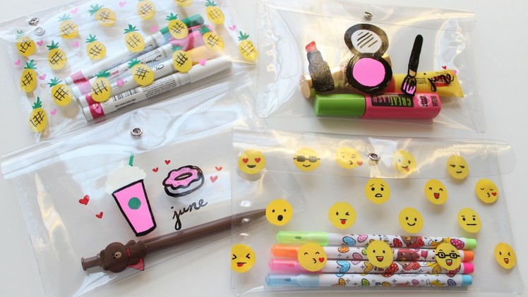 DIY Pencil Case. DIY Makeup Bag (Starbucks, Emoji, Pineapple, & Makeup)