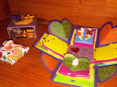 Explosion box. Exploding box. Diwali Gift. Falling card. Handmade box
