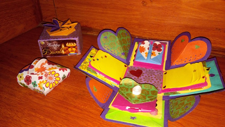 Explosion box. Exploding box. Diwali Gift. Falling card. Handmade box