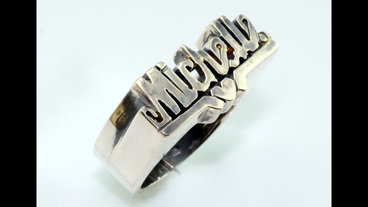 Handmade silver ring with name