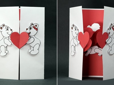 Handmade Valentine DIY Card- Kissing Couple Pop Up Card