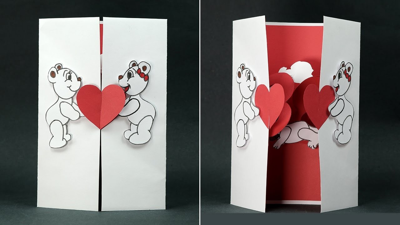 Handmade Valentine Diy Card Kissing Couple Pop Up Card
