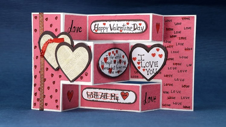 Homemade Valentine Card - DIY Trifold Love Card Step By Step