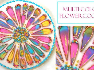 How to Decorate a Flower cookie | Multi-colored Stencil Design