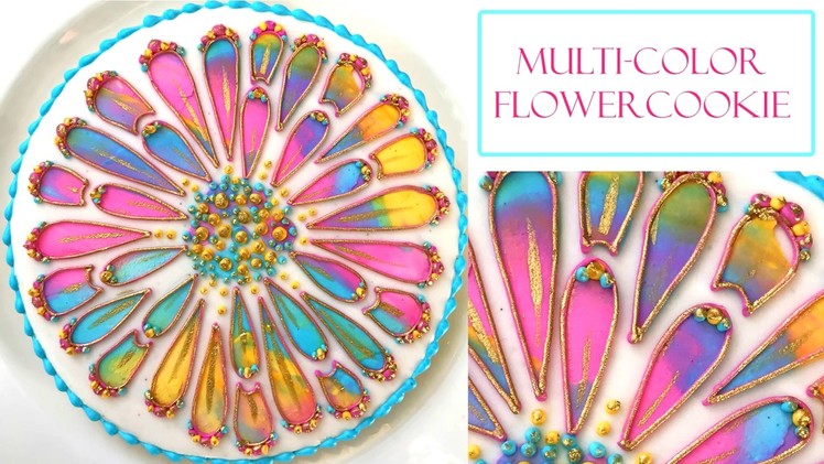 How to Decorate a Flower cookie | Multi-colored Stencil Design