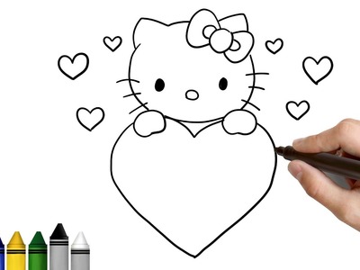How to Draw Hello Kitty for Valentine's day ★  Drawing for kids Tutorial - Art Lessons | KidsAtWork