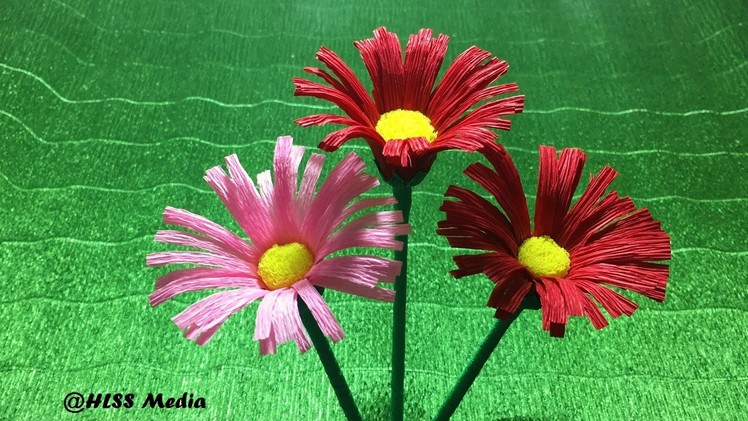 How to fold an Origami daisy crepe paper flower easy. paper craft flower making tutorials