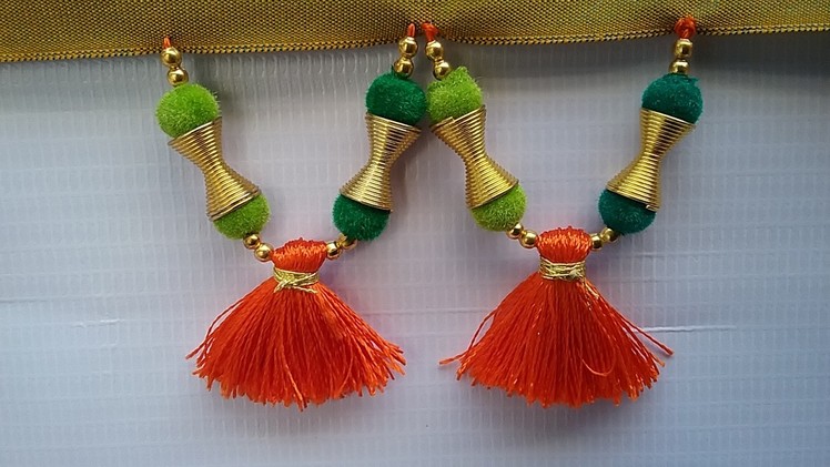 How to make bridal saree kuchu l saree kuchu with beads&velvet balls l kuchu l saree kuchu design#10