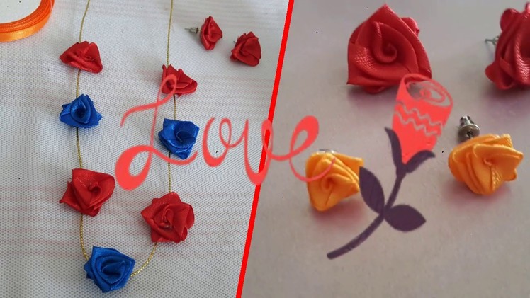 How to Make Necklace and Earring with Satin Ribbon, DIY Gifting Ideas, Valentine Special DIY