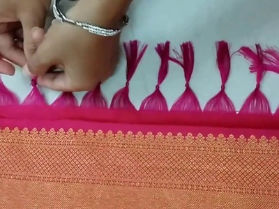 How to make Saree Kuchu | tassels Design using pattu saree | Saree Pallu Knots Design