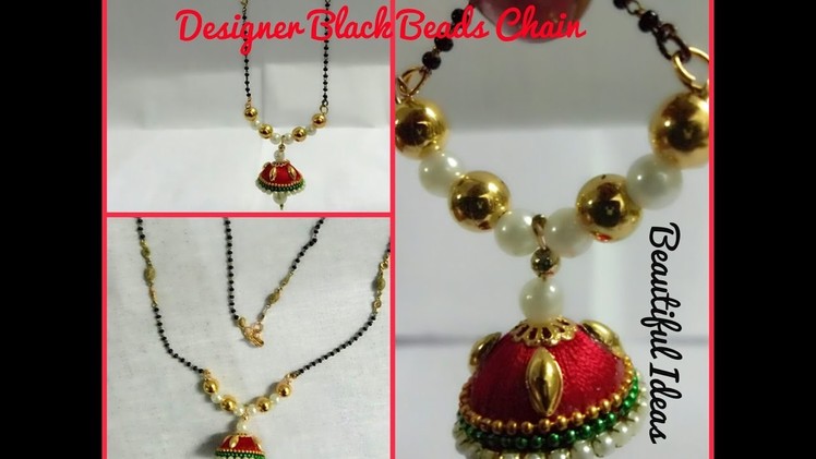 How to Make Silk Thread Designer Black Beads Chain. Mangalsuthram  at Home