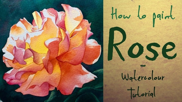 How to paint a Pink & Yellow Rose - Watercolour tutorial