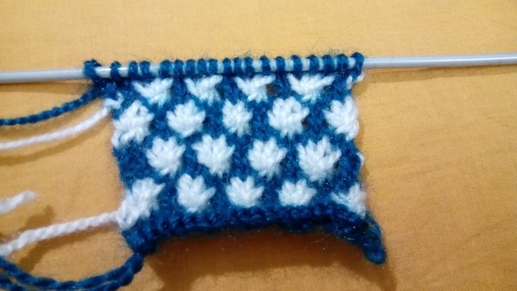Knitting Design #5 | Dual Colour Floral Design | Easy Tutorial