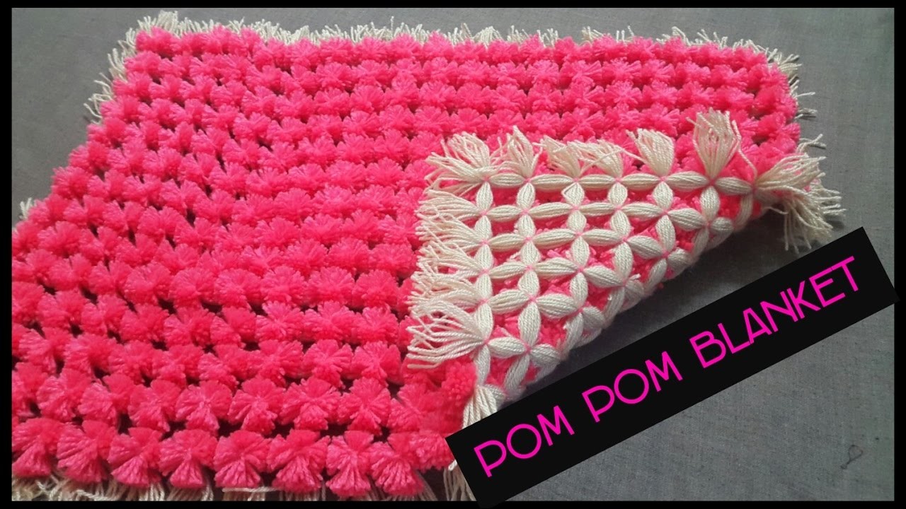 handmade pompom blanket