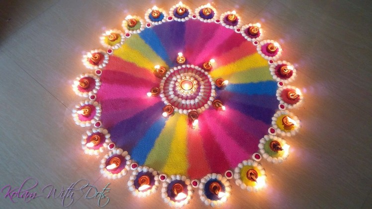 Beautiful Rainbow Rangoli Designs With Colours - Multi Colour Rangoli for Competitions By Maya!