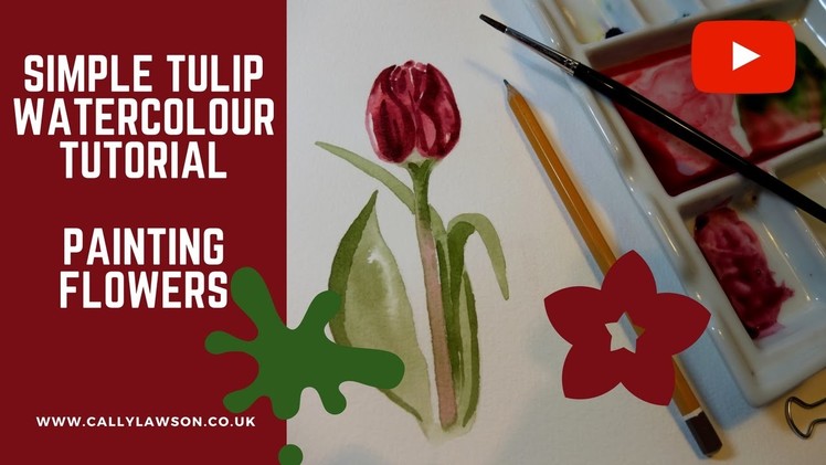 Beginners watercolour flower painting tutorial - how to paint a tulip