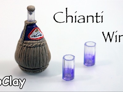 Diy Dollhouse miniature Chianti wine straw bottle