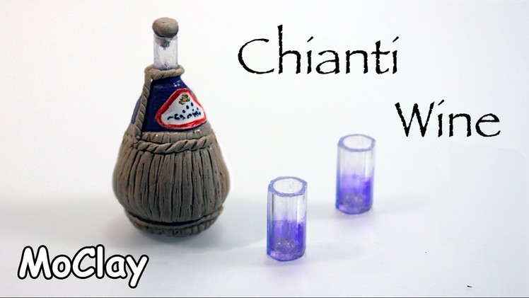 Diy Dollhouse miniature Chianti wine straw bottle