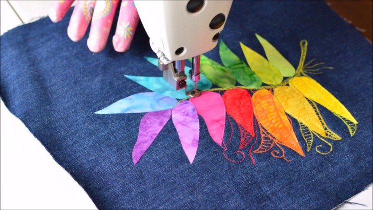 How to make a rainbow feather using thread drawing.