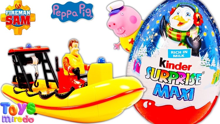 Kinder Maxi Surprise Egg Santa Claus Fireman Sam Rescue Neptune Lifeboat Sam Le Pompier ToysMiredo