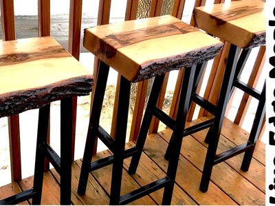 Making Live Edge Maple Bar stools DIY w.free plans
