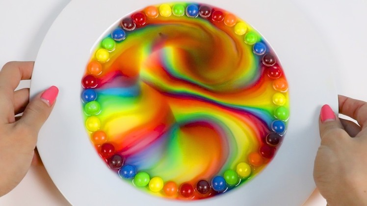 Melting Skittles Rainbow Designs Trick Fun & Easy DIY Experiment!