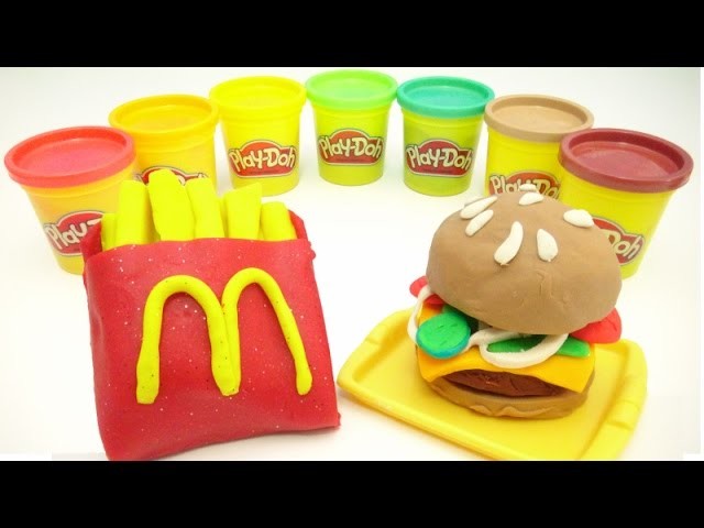 Play Doh Hamburger DIY McDonalds Food How To Make a Hamburger and Learn Colors Video TOYSLINE