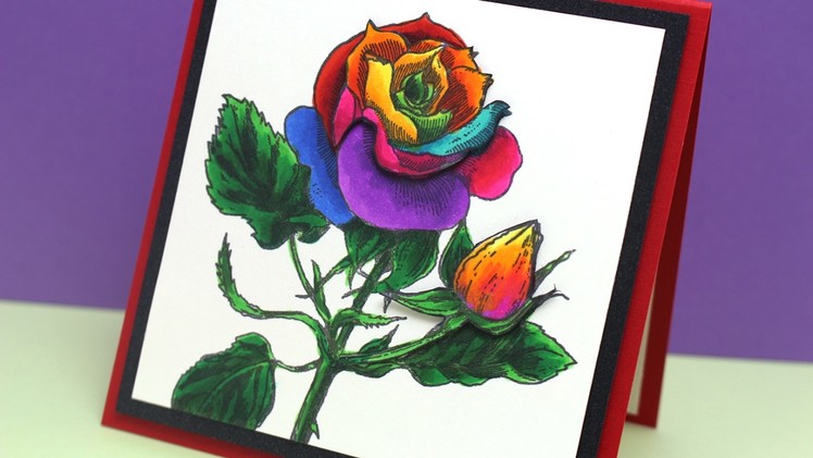 Rainbow Rose in Copic Marker