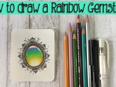 Rainbow Zen Gem Time lapse: Drawing Zentangle Gemstones