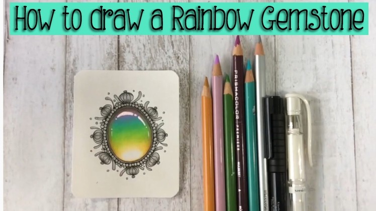 Rainbow Zen Gem Time lapse: Drawing Zentangle Gemstones