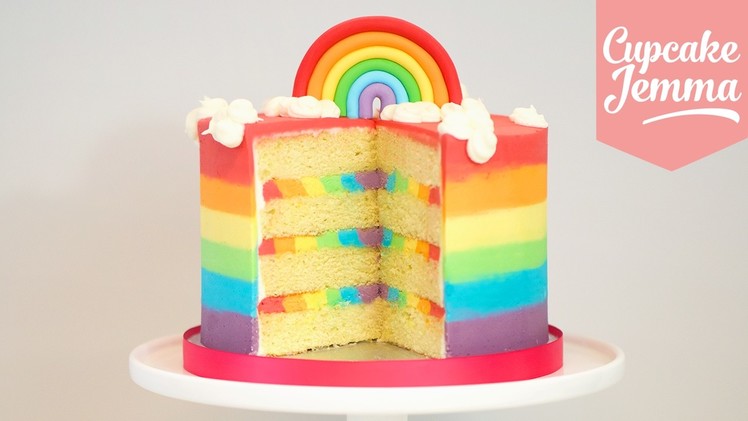 Triple Rainbow Ombré Cake how to! | Cupcake Jemma