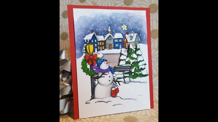 12 Days of Christmas Cards - Day 3: Christmas Tri-Fold with Zig Clean Color Real Brush Markers