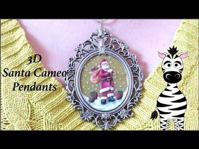 3D Santa Cameo Pendant or Ornament Acrylic Nail Art Tutorial