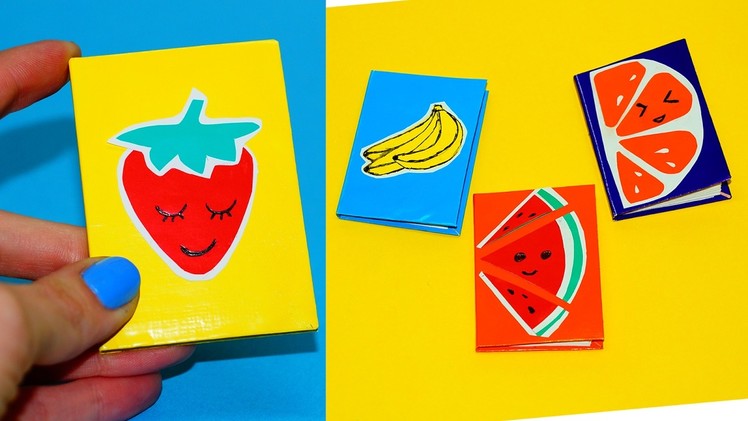 4 DIY Fruit Notebooks - How To Make Fruits Notebooks. Mini notebooks Ideas for school. Julia DIY