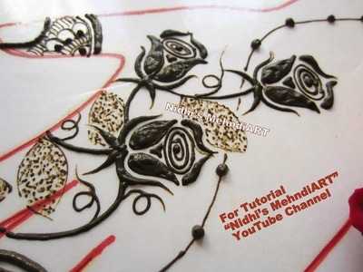 Creative Thick Dark Rose Flowers Saudi Henna Mehndi Design Tutorial for Back Hand