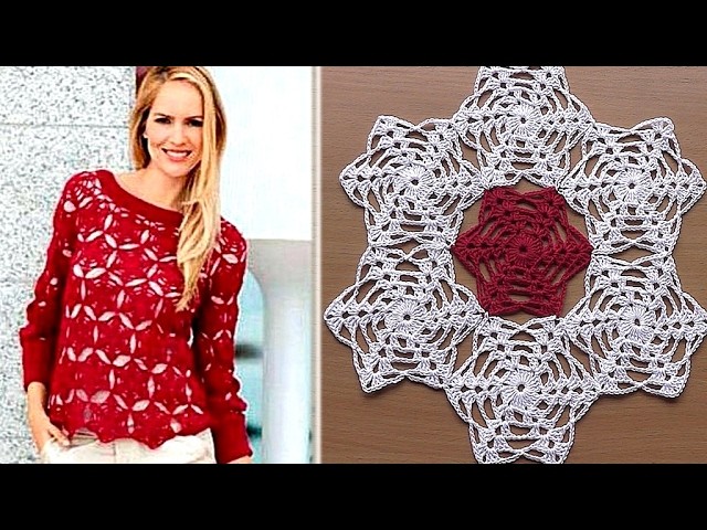 Crochet motif for tunic blouse How to join motifs Part 2