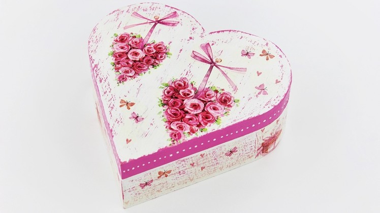 Decoupage wooden heart box - Fast & Easy Tutorial - DIY