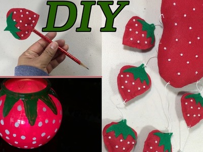 DIY Strawberry Candle Jar,Pencil and Strawberry Hanging Decor  #55