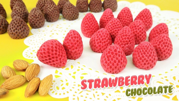 DIY STRAWBERRY CHOCOLATE ! Happy DIY Valentine's Day Chocolate Kids Gift (Almond) Sweets Candy