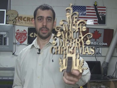 Highly Detailed Christmas Text Ornament: CNC Laser Cutting and Sand Blasting Pine