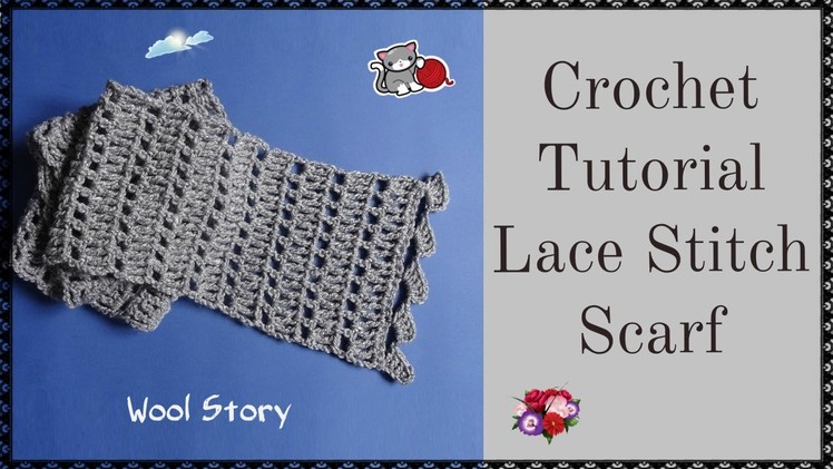 How to Crochet Lace Stitch Scarf (Heklani šal)