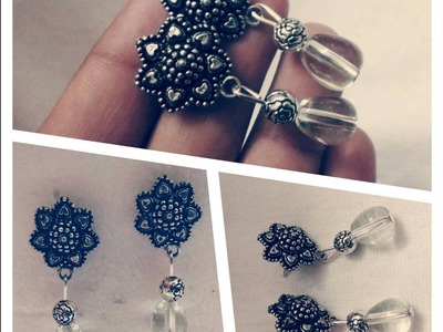 How To Make Antique Silver Dangle Earring At Home - Tutorial