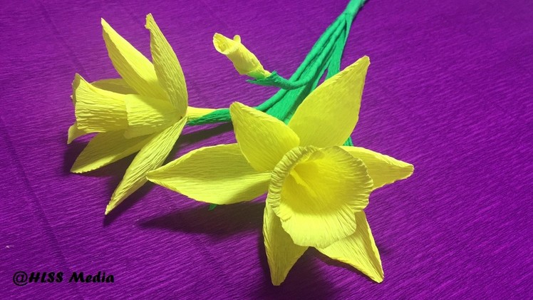 How to make beautiful daffodils Origami paper flower easy. DIY crepe Paper Flower Step by step