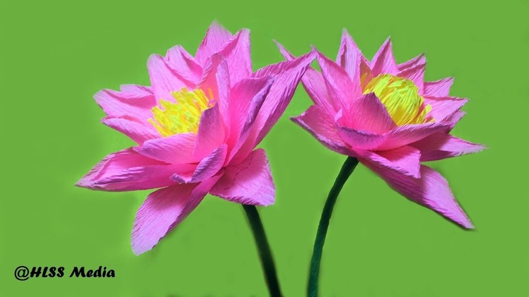 How to make pretty lotus DIY Origami by crepe paper easy step by step. Paper folding craft tutorials