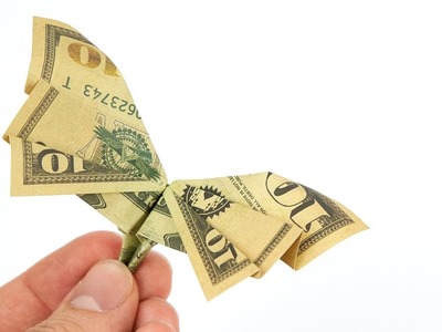 MONEY Origami, BUTTERFLY folding TUTORIAL with Dollar, 4K